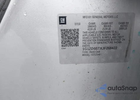 2018 Chevrolet Malibu Lt из США, поврежденный, VIN 1G1ZD5STXJF269422